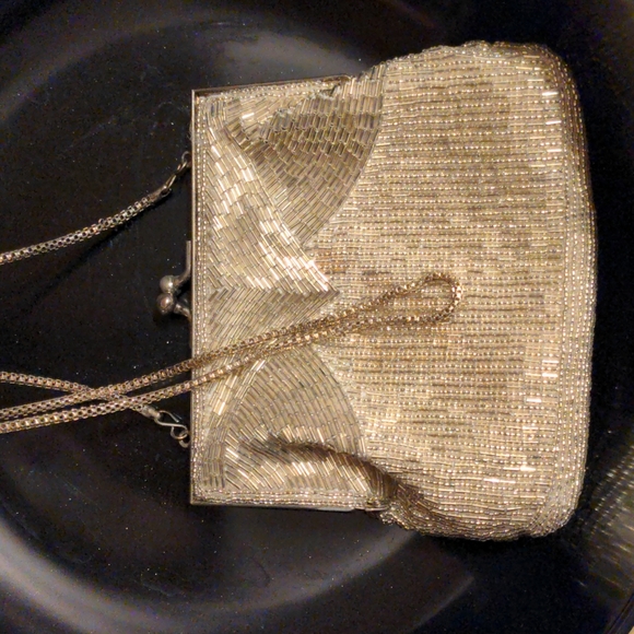 Vintage Magid Handmade Silver Beaded Clutch - Picture 1 of 6